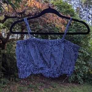 LA Hearts Black and White Gingham Crop Top Size M Medium